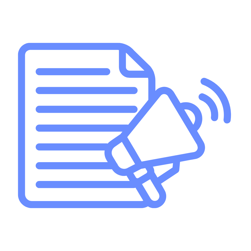 Grafik mit Megaphon und Liste im Hintergrund – steht für Security-Kommunikation und Handlungsempfehlungen von SECAAS.IT