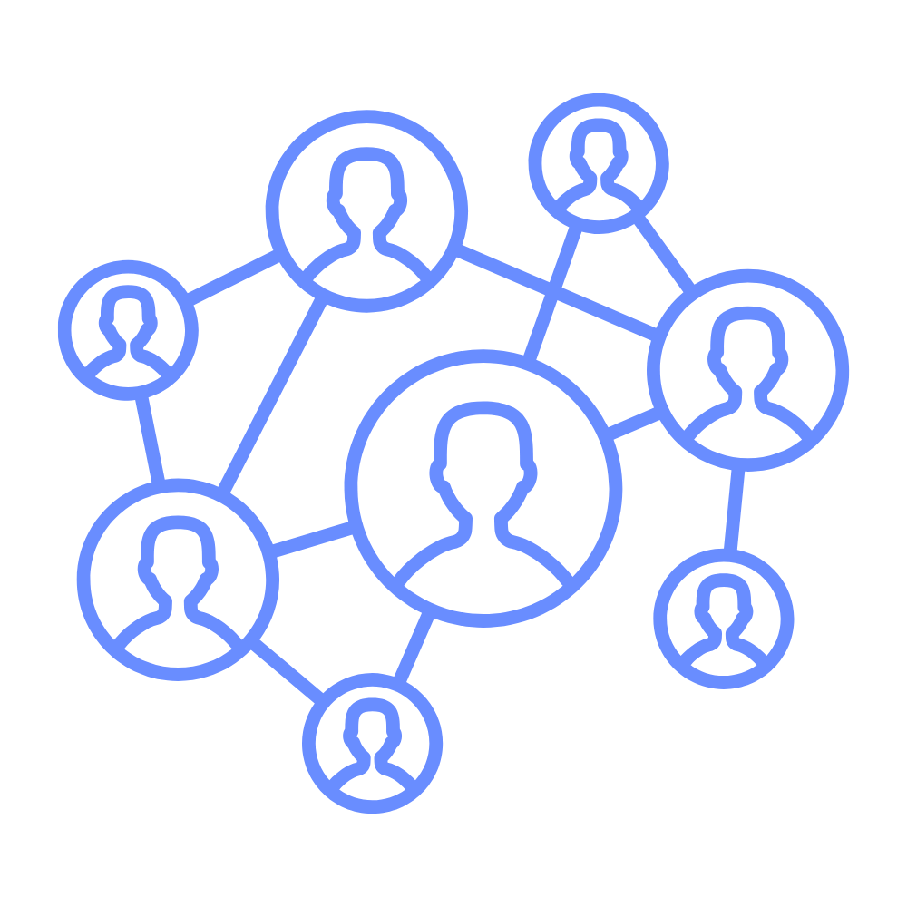 Grafik eines Netzwerks – Symbol für vernetzte IT-Infrastrukturen und Sicherheitslösungen von SECAAS.IT